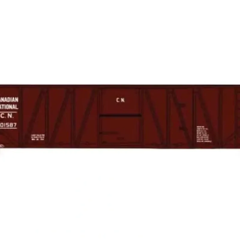 Accurail HO 4121, 40' Single-Sheathed Wood Boxcar with Wood Doors and Wood Ends - Kit, Canadian National, #501587 - Model Train Junction: Quality Parts and Art Supplies Online