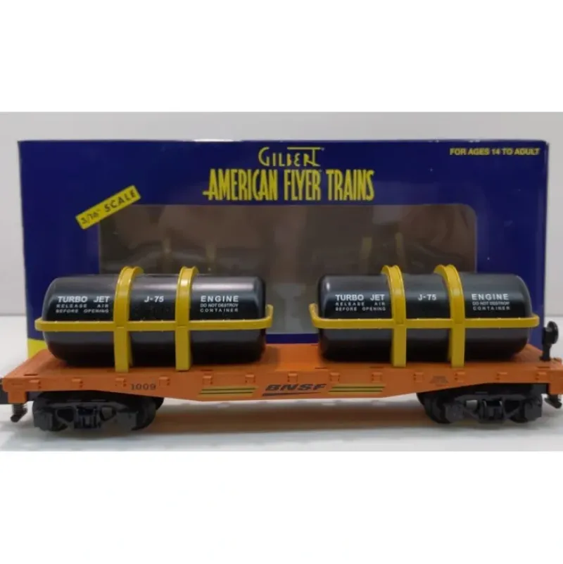 Trains|American Flyer 6-48560 S BNSF Flatcar w/Turbo Engine Load #1009 - Model Train Junction: Quality Parts and Art Supplies
