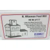 Trains|American Model Builders 117 HO Hitzeman Feed Mill Laser Art Wood Kit - Model Train Junction: Quality Parts and Art Supplies
