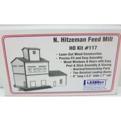 Trains|American Model Builders 117 HO Hitzeman Feed Mill Laser Art Wood Kit - Model Train Junction: Quality Parts and Art Supplies