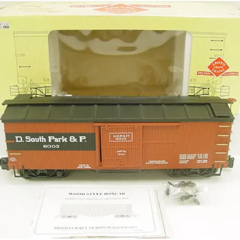 Trains|Aristo-Craft 86002 G Denver, South Park, and Pacific Wood Boxcar - Model Train Junction: Quality Parts and Art Supplies