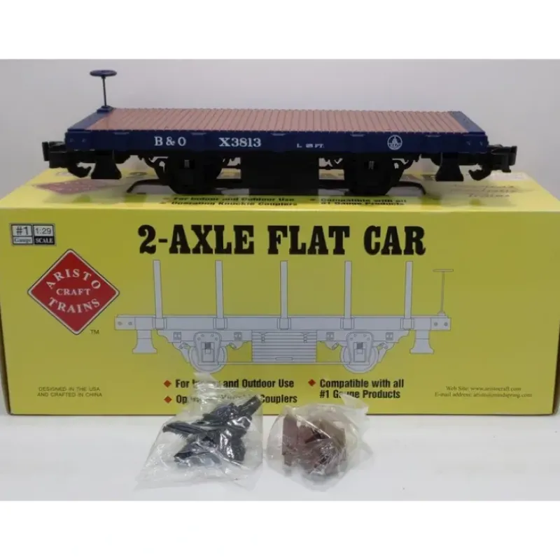 Trains|Aristo-Craft 40205 G Scale Baltimore and Ohio 20' 2-Axle Flatcar #X3813 - Model Train Junction: Quality Parts and Art Supplies