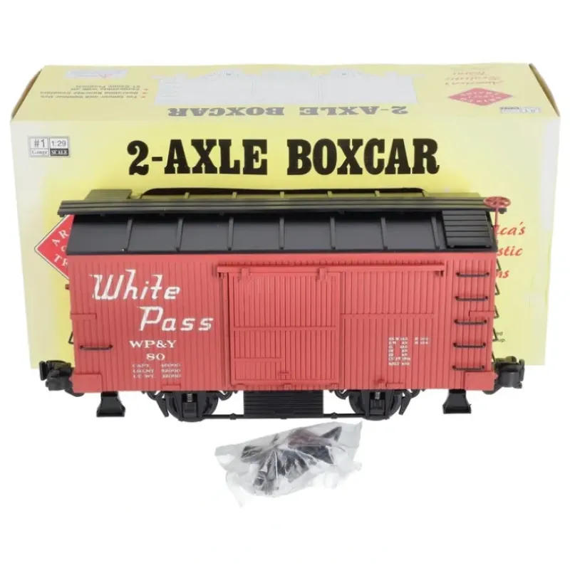 Trains|Aristo-Craft 40315 G Scale White Pass & Yukon 20' Boxcar #80 - Model Train Junction: Quality Parts and Art Supplies