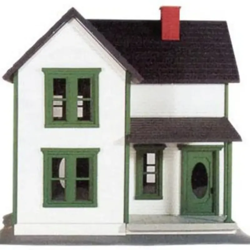 Trains|Aristo-Craft 7203A Farm House / White W.Grn Trim - Model Train Junction: Quality Parts and Art Supplies