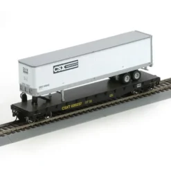 Trains|Athearn 92075 CSX 50' Flat w/Trailer - Model Train Junction: Quality Parts and Art Supplies