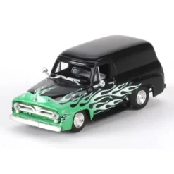 Trains|Athearn 26499 HO 1955 Ford F-100 Panel Truck, Black/Flames - Model Train Junction: Quality Parts and Art Supplies