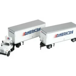 Trains|Athearn 93146 HO American Mack R Truck Tractor W/2-28' Trailers Ready To Roll - Model Train Junction: Quality Parts and Art Supplies