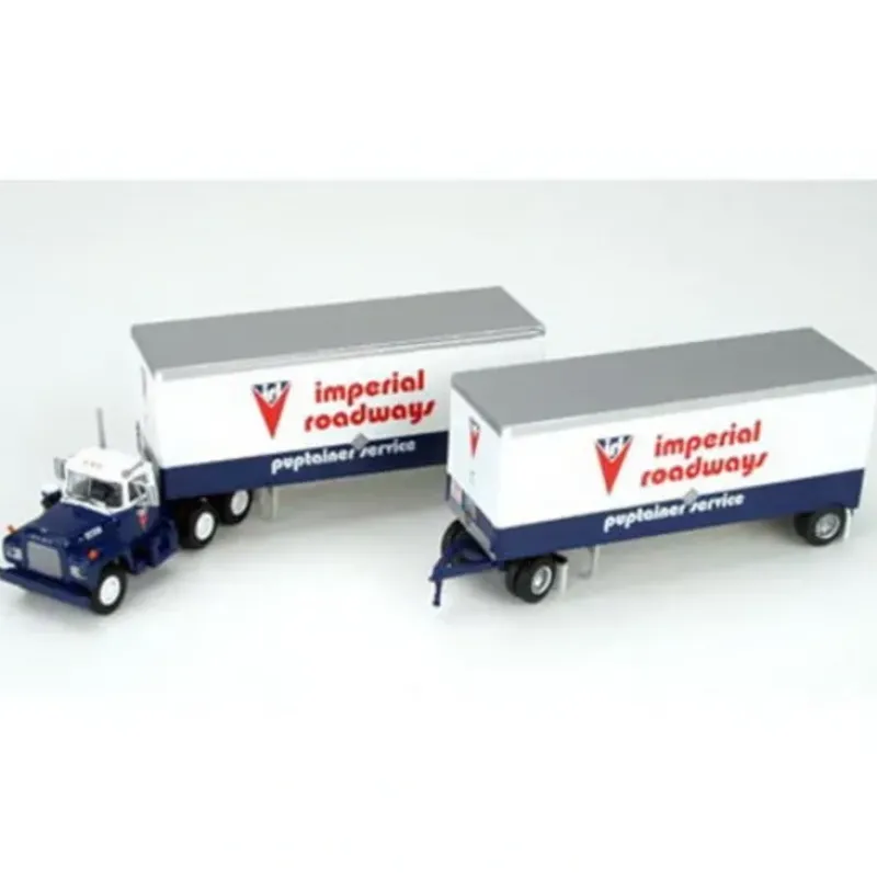 Trains|Athearn 93149 HO Imperial Roadways Mack R Tractor W/2-28' Wedge Trailers - Model Train Junction: Quality Parts and Art Supplies