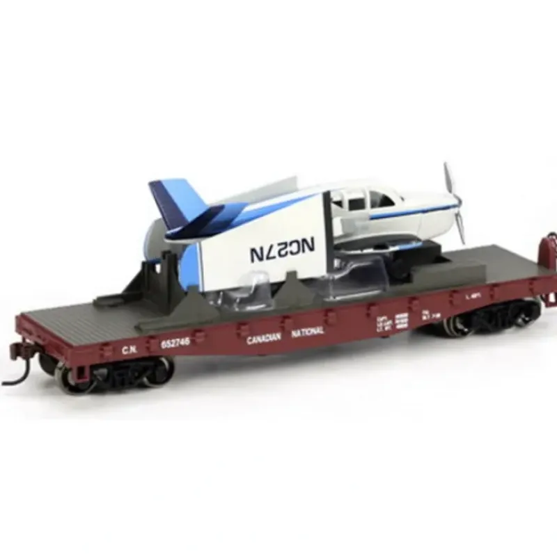 Trains|Athearn 96328 HO RTR 40' Flat w/Blue Plane, CN #652746 - Model Train Junction: Quality Parts and Art Supplies