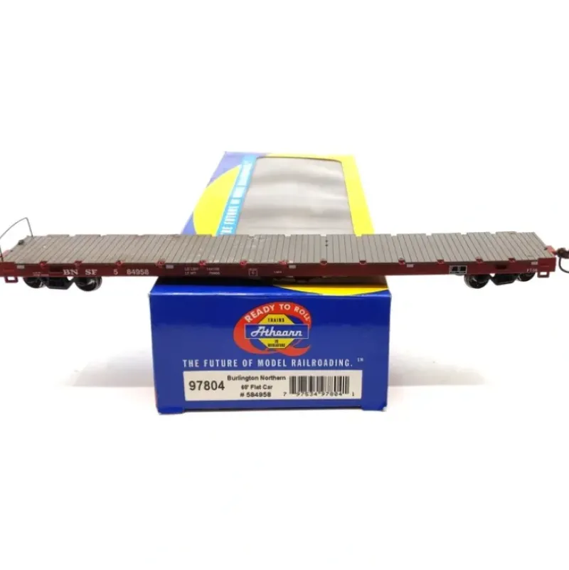 Trains|Athearn 97804 HO Scale Burlington Northern 60' Flatcar #584958 LN/Box - Model Train Junction: Quality Parts and Art Supplies