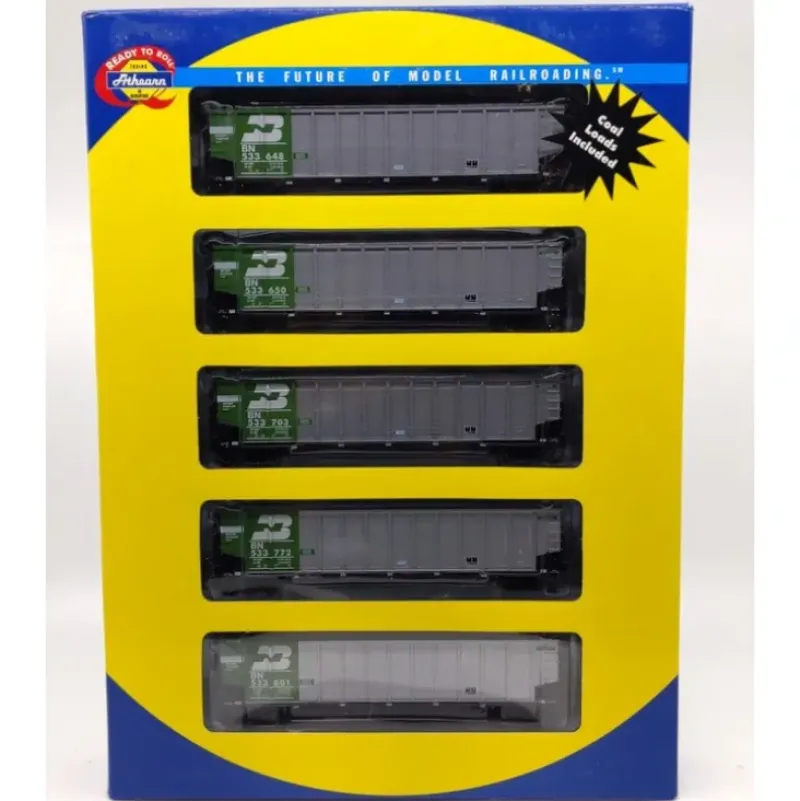 Trains|Athearn 93035 HO Scale Burlington Northern Coalporter #5 (Set of 5) NIB - Model Train Junction: Quality Parts and Art Supplies