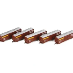 Trains|Athearn 97883 HO Scale Cotton Belt 50' FMC Double Door Boxcars (Pack of 5) - Model Train Junction: Quality Parts and Art Supplies