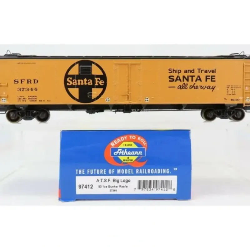 Trains|Athearn 97412 HO Scale Santa Fe ATSF 50' Ice Bunker Reefer #37344 - Model Train Junction: Quality Parts and Art Supplies