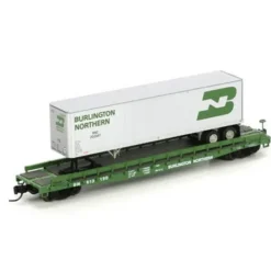 Trains|Athearn 17333 N Burlington Northern 53' GSC TOFC Flat with 40' Trailer #613190 - Model Train Junction: Quality Parts and Art Supplies