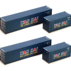 Trains|Athearn 27880 Wan Hai 20' & 40' Containers Assortment (Pack of 4) - Model Train Junction: Quality Parts and Art Supplies