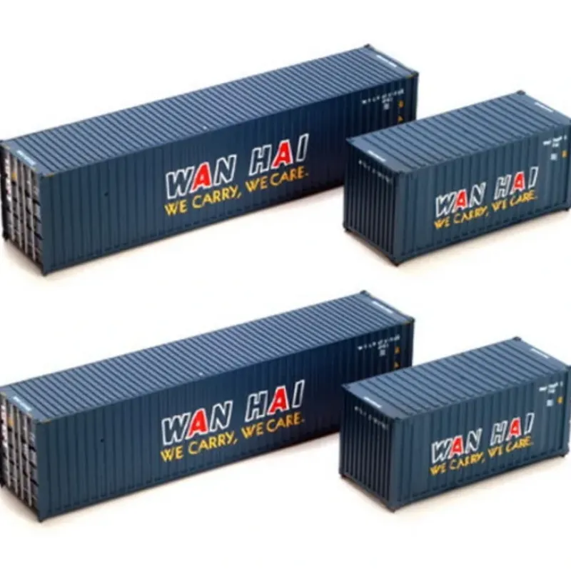 Trains|Athearn 27880 Wan Hai 20' & 40' Containers Assortment (Pack of 4) - Model Train Junction: Quality Parts and Art Supplies