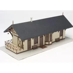 Trains|Atlas 620-2 HO 1872 Built-Up Maywood Train Station (Gray w/Maroon Trim) - Model Train Junction: Quality Parts and Art Supplies