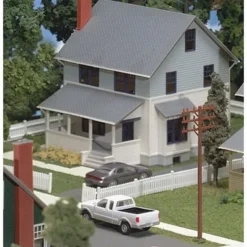 Trains|Atlas 611-1 HO Built-up Kate's Colonial Home, Blue/White - Model Train Junction: Quality Parts and Art Supplies