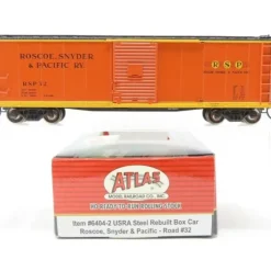 Trains|Atlas 6404-2 HO Scale Roscoe Snyder & Pacific USRA Steel Rebuilt Boxcar #32 LN/Box - Model Train Junction: Quality Parts and Art Supplies
