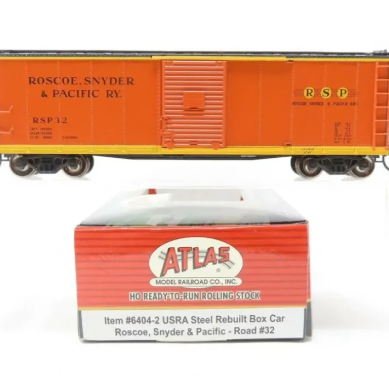 Trains|Atlas 6404-2 HO Scale Roscoe Snyder & Pacific USRA Steel Rebuilt Boxcar #32 LN/Box - Model Train Junction: Quality Parts and Art Supplies