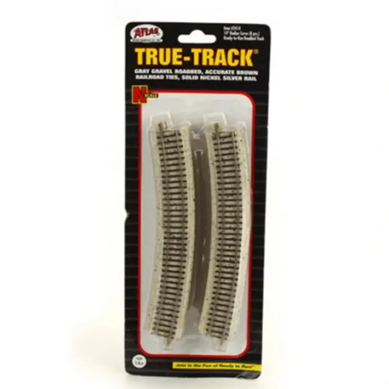 Trains|Atlas 2414 N Code 65 14" Radius 22.5 Curved True-Track (Pack of 8) - Model Train Junction: Quality Parts and Art Supplies