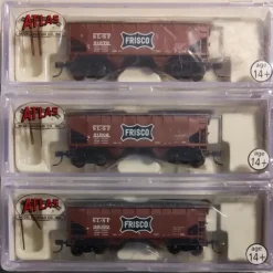 Trains|Atlas 5609 N Scale Frisco 2-Bay Offset Hopper Cars (Set of 3) - Model Train Junction: Quality Parts and Art Supplies