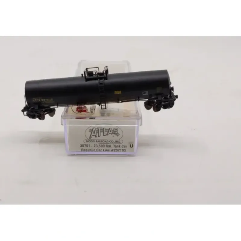 Trains|Atlas 30751 N Scale Republic Car Line 23,500 Gallon Tank Car #237103 LN/Box - Model Train Junction: Quality Parts and Art Supplies