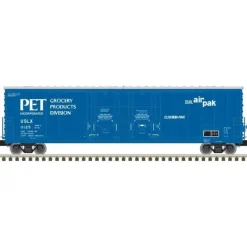 Atlas Master Line, HO Scale, 20006778, Evans 53' Double Plug Door Box Car, PET Inc., #11134 - Model Train Junction: Quality Parts and Art Supplies New