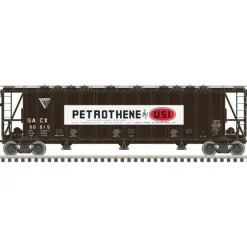 Atlas, N Scale, 50006332, General American 3500 Dry-Flo 3-Bay Covered Hopper,USI Petrothene, GACX, #50324 - Model Train Junction: Quality Parts and Art Supplies Outlet