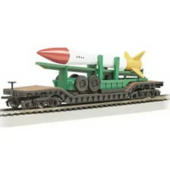 Trains|Bachmann 18347 HO 52' Depressed Center Flat Car w/Missile Load - Model Train Junction: Quality Parts and Art Supplies