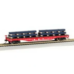 Trains|Bachmann 18914 HO Atchison Topeka & Santa Fe 50' Flatcar W/Steel Beam Load - Model Train Junction: Quality Parts and Art Supplies