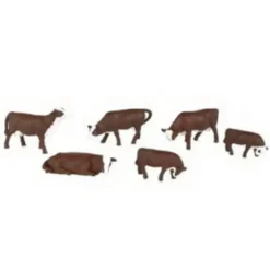 Trains|Bachmann 33102 HO Brown & White Cow Figures (Pack of 6) - Model Train Junction: Quality Parts and Art Supplies