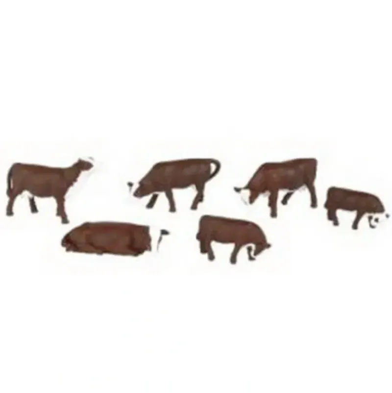 Trains|Bachmann 33102 HO Brown & White Cow Figures (Pack of 6) - Model Train Junction: Quality Parts and Art Supplies