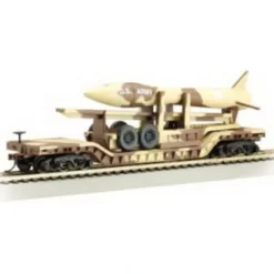 Trains|Bachmann 18344 HO Desert Military 52' Depressed Center Flat Car w Missile - Model Train Junction: Quality Parts and Art Supplies