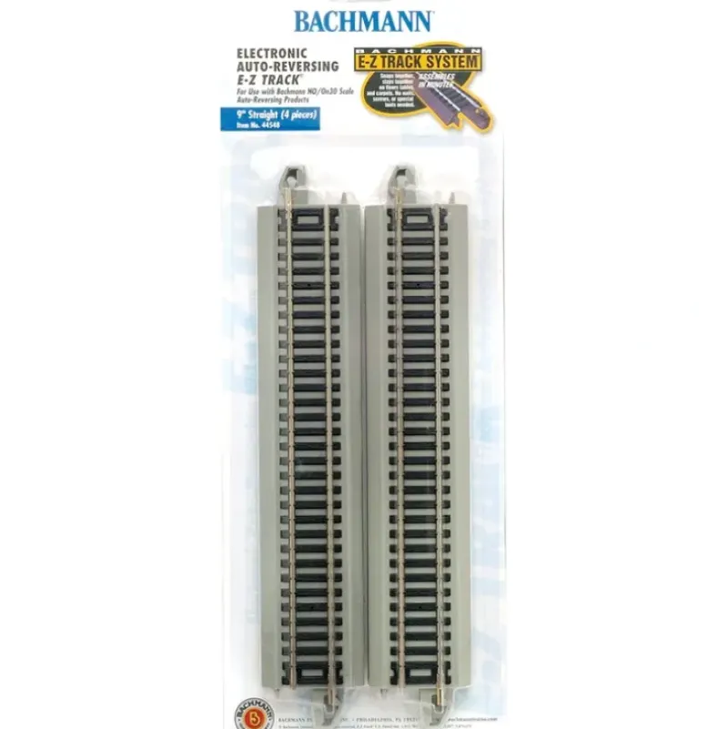 Trains|Bachmann 44548 HO NS 9" Straight Electronic Auto-Reversing E-Z Track (Pack of 4) - Model Train Junction: Quality Parts and Art Supplies