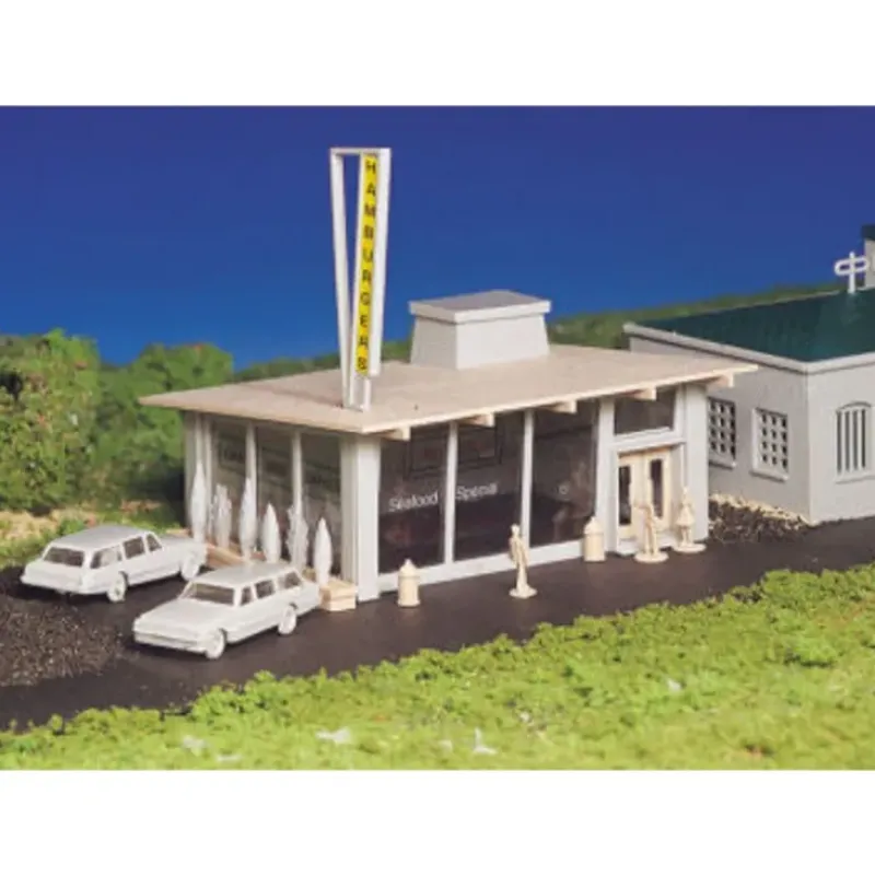 Trains|Bachmann 45434 HO Plasticville Drive-In Hamburger Stand Kit - Model Train Junction: Quality Parts and Art Supplies