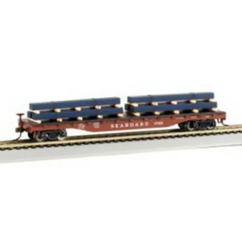 Trains|Bachmann 18919 HO Seaboard 50' Flatcar w/Steel Beam Load - Model Train Junction: Quality Parts and Art Supplies