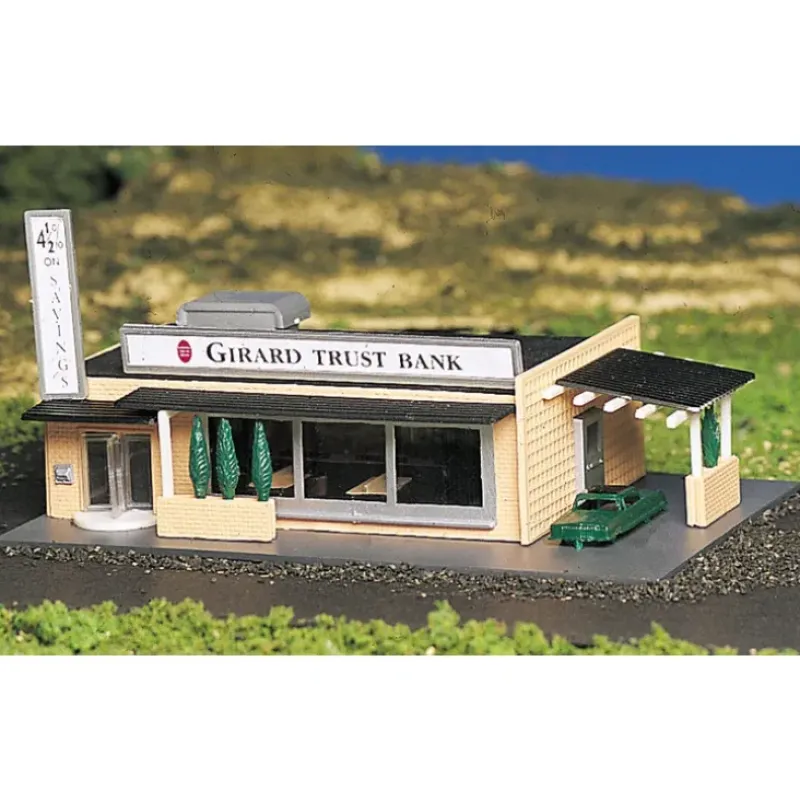 Trains|Bachmann 45804 N Plasticville Assembled Drive-In Bank - Model Train Junction: Quality Parts and Art Supplies