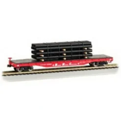 Trains|Bachmann 18963 N Santa Fe Flatcar w/Pipes - Model Train Junction: Quality Parts and Art Supplies
