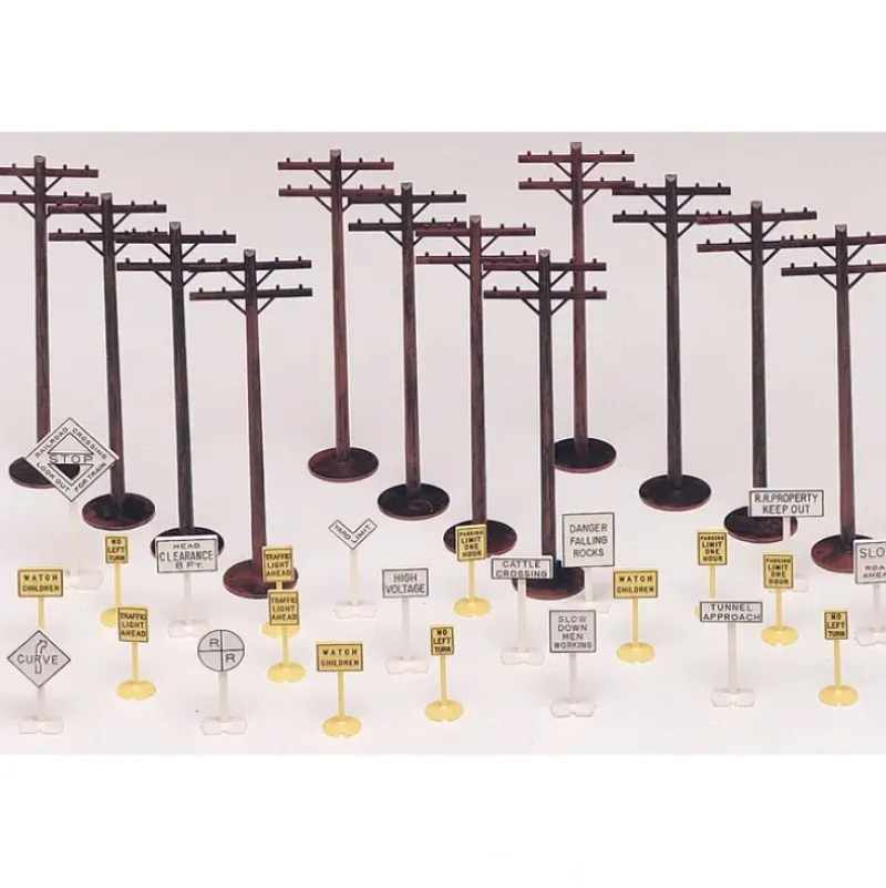 Trains|Bachmann 45989 O Plasticville Signs & Telephone Poles Classic Kit - Model Train Junction: Quality Parts and Art Supplies
