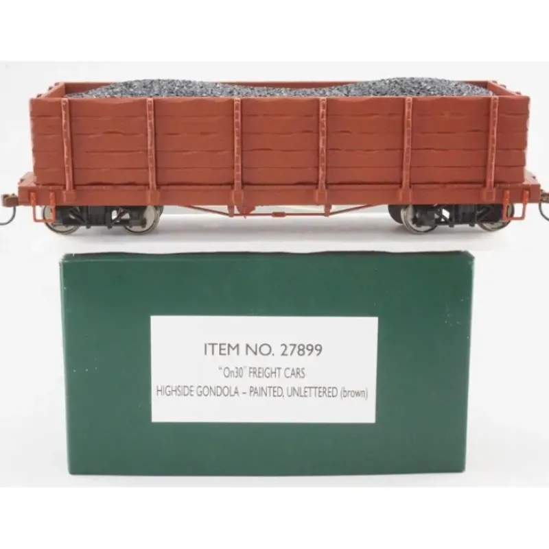 Trains|Bachmann 27899 On30 Painted & Unlettered High Side Gondola w/Load (brown) - Model Train Junction: Quality Parts and Art Supplies