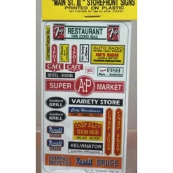 Trains|Blair Line 158 HO "Main St. III" Storefront Signs Sheet (Pack of 2) - Model Train Junction: Quality Parts and Art Supplies