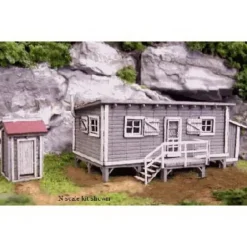 Trains|Blair Line 1000 N Joe's Cabin & Outhouse Laser-Cut Building Kit - Model Train Junction: Quality Parts and Art Supplies
