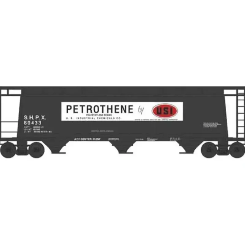 Bowser, 38164, N Scale, 3-Bay Cylindrical Covered Hopper, U S Industrial Petrothene, #60418 - Model Train Junction: Quality Parts and Art Supplies Outlet