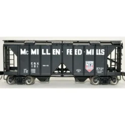 Bowser, HO Scale, 42761, 70-Ton 2-Bay Covered Hopper, McMillen Feed, #109 - Model Train Junction: Quality Parts and Art Supplies Outlet