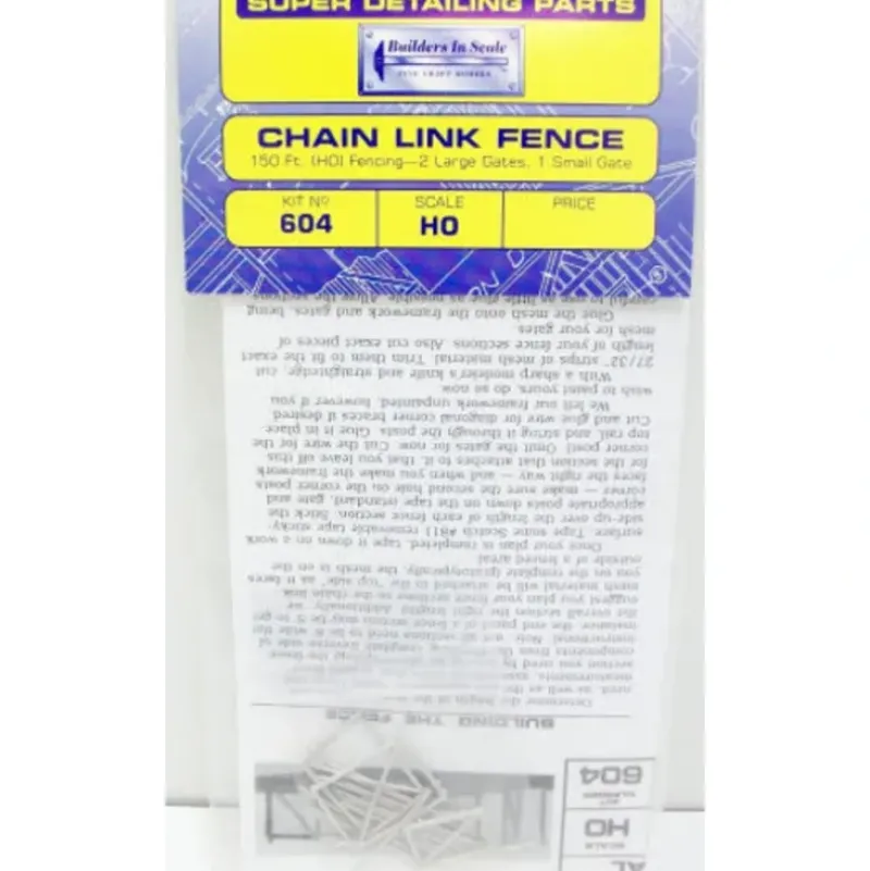 Trains|Builders-in-Scale 604 HO Scale Chain Link Fence 150'''' 2-Large & 1-Small Gates - Model Train Junction: Quality Parts and Art Supplies