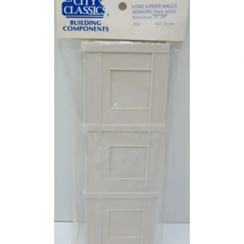 Trains|City Classics 201 HO Long Lower Walls withDoors (Pack of 2) - Model Train Junction: Quality Parts and Art Supplies