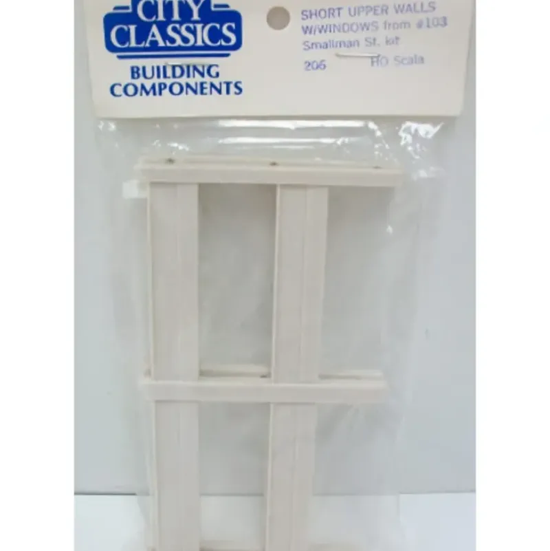 Trains|City Classics 206 HO Short Upper Walls with Windows Kit (Pack of 2) - Model Train Junction: Quality Parts and Art Supplies