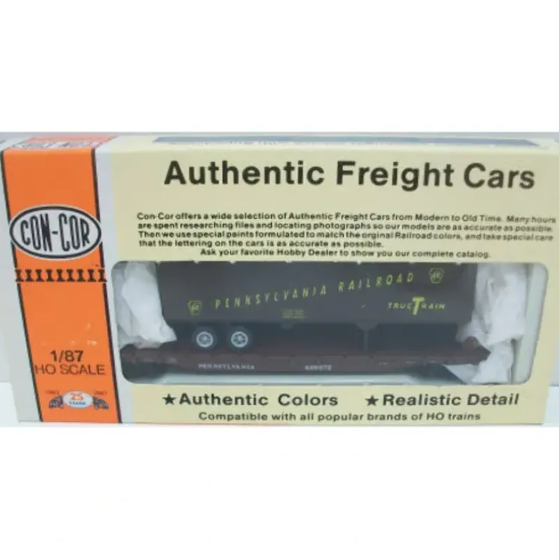 Trains|Con-Cor 0001-009151 PRR 54' HO Flatcar w/Trailer Kit - Model Train Junction: Quality Parts and Art Supplies