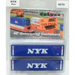 Trains|Deluxe Innovations 6070 N Scale NYK Blue 45' Corrugated Container (Pack of 2) - Model Train Junction: Quality Parts and Art Supplies